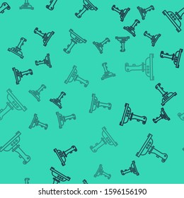 Black line Joystick for arcade machine icon isolated seamless pattern on green background. Joystick gamepad.  Vector Illustration