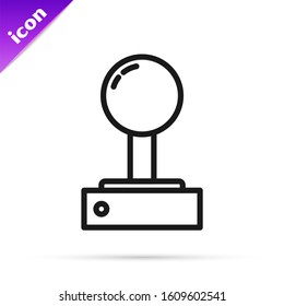 Black line Joystick for arcade machine icon isolated on white background. Joystick gamepad.  Vector Illustration