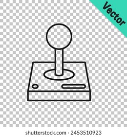 Línea negra Joystick para el icono de la máquina de arcade aislado sobre fondo transparente. Joystick.  Vector