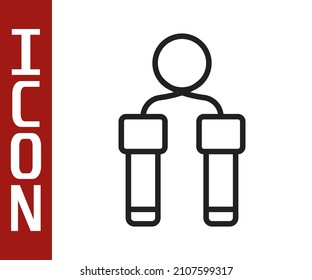Black line Jump rope icon isolated on white background. Skipping rope. Sport equipment.  Vector