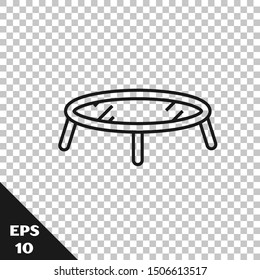 Black line Jumping trampoline icon isolated on transparent background.  Vector Illustration