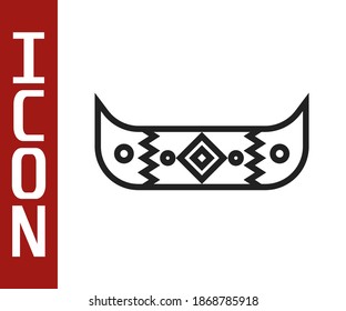 Black line Kayak and paddle icon isolated on white background. Kayak and canoe for fishing and tourism. Outdoor activities.  Vector