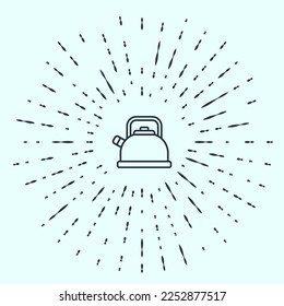 Black line Kettle with handle icon isolated on grey background. Teapot icon. Abstract circle random dots. Vector