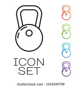 Black line Kettlebell icon isolated on white background. Set icons colorful. Vector Illustration