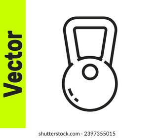 Black line Kettlebell icon isolated on white background. Sport equipment.  Vector Illustration