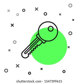 Black line Key icon isolated on white background.  Vector Illustration