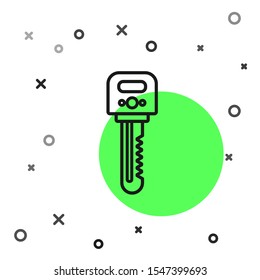Black line Key icon isolated on white background.  Vector Illustration
