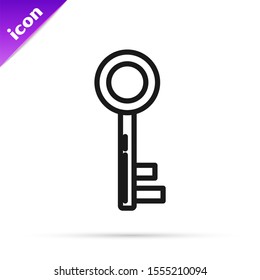 Black line Key icon isolated on white background.  Vector Illustration