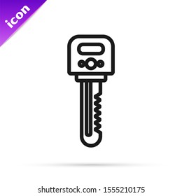 Black line Key icon isolated on white background.  Vector Illustration