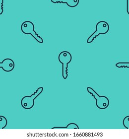 Schwarze Linie Key Symbol einzeln auf grünem Hintergrund. Vektorillustration-Illustration