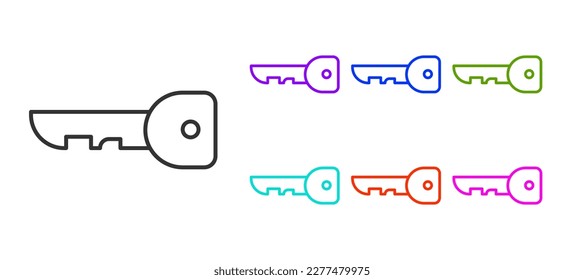 Black line Key icon isolated on white background. Set icons colorful. Vector Illustration