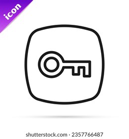 Icono de la tecla de línea negra aislado en fondo blanco.  Vector