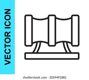 Black line Kid playground slide pipe icon isolated on white background.  Vector