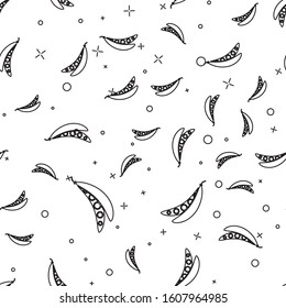 Black line Kidney beans icon isolated seamless pattern on white background.  Vector Illustration