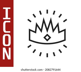 Black line King crown icon isolated on white background.  Vector