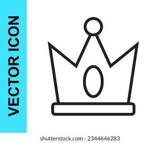 Black line King crown icon isolated on white background.  Vector