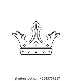 Black line King crown icon isolated on white background. Vector illustration