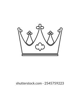 Black line King crown icon isolated on white background. Vector illustration design