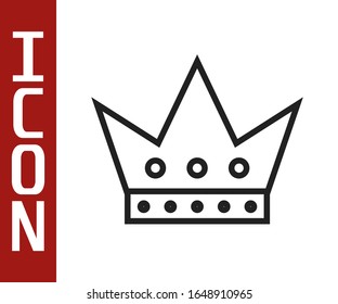 Black line King playing card icon isolated on white background. Casino gambling.  Vector Illustration