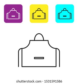 Black line Kitchen apron icon isolated on white background. Chef uniform for cooking. Set icons colorful square buttons. Vector Illustration