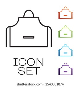 Black line Kitchen apron icon isolated on white background. Chef uniform for cooking. Set icons colorful. Vector Illustration