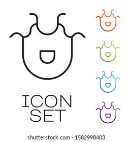 Black line Kitchen apron icon isolated on white background. Chef uniform for cooking. Set icons colorful. Vector Illustration