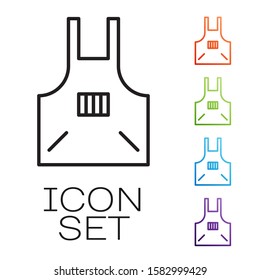 Black line Kitchen apron icon isolated on white background. Chef uniform for cooking. Set icons colorful. Vector Illustration