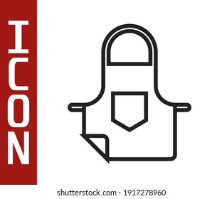 Black line Kitchen apron icon isolated on white background. Chef uniform for cooking.  Vector