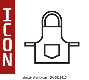 Black line Kitchen apron icon isolated on white background. Chef uniform for cooking.  Vector