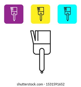 Black line Kitchen brush icon isolated on white background. Set icons colorful square buttons. Vector Illustration