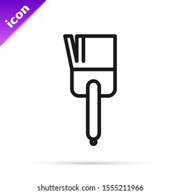 Black line Kitchen brush icon isolated on white background.  Vector Illustration