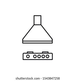 Black line Kitchen extractor fan icon isolated on white background. Cooker hood. Kitchen exhaust. Household appliance. Vector Illustration