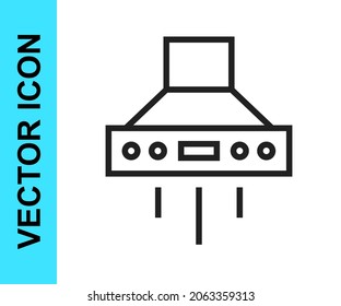 Black line Kitchen extractor fan icon isolated on white background. Cooker hood. Kitchen exhaust. Household appliance.  Vector
