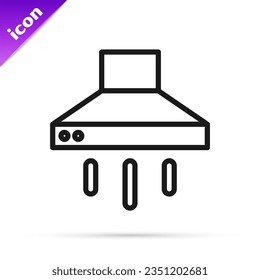 Black line Kitchen extractor fan icon isolated on white background. Cooker hood. Kitchen exhaust. Household appliance.  Vector