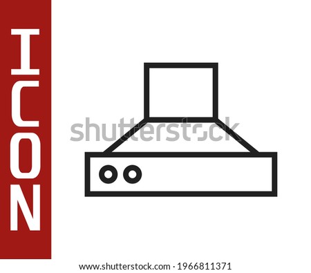 Black line Kitchen extractor fan icon isolated on white background. Cooker hood. Kitchen exhaust. Household appliance.  Vector