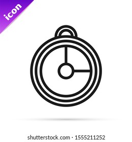 Black line Kitchen timer icon isolated on white background. Cooking utensil.  Vector Illustration