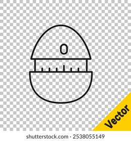 Black line Kitchen timer icon isolated on transparent background. Cooking utensil.  Vector