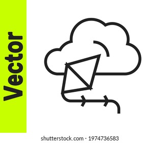 Black line Kite icon isolated on white background.  Vector
