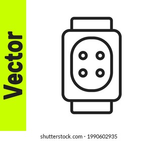 Black line Knee pads icon isolated on white background. Extreme sport. Skateboarding, bicycle, roller skating protective gear.  Vector