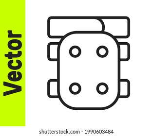 Black line Knee pads icon isolated on white background. Extreme sport. Skateboarding, bicycle, roller skating protective gear.  Vector