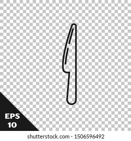 Black line Knife icon isolated on transparent background. Cutlery symbol.  Vector Illustration