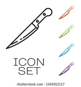 Black line Knife icon isolated on white background. Cutlery symbol. Set icons colorful. Vector Illustration