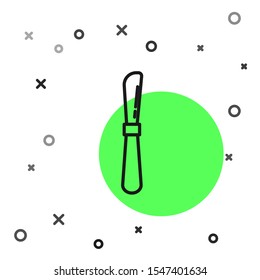 Black line Knife icon isolated on white background. Cutlery symbol.  Vector Illustration