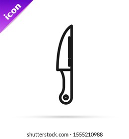 Black line Knife icon isolated on white background. Cutlery symbol.  Vector Illustration