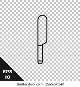 Black line Knife icon isolated on transparent background. Cutlery symbol.  Vector Illustration