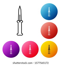 Black line Knife icon isolated on white background. Army knife. Set icons colorful circle buttons. Vector Illustration