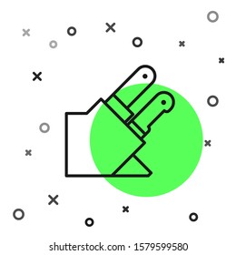 Black line Knife icon isolated on white background. Cutlery symbol.  Vector Illustration