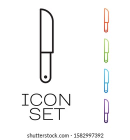 Black line Knife icon isolated on white background. Cutlery symbol. Set icons colorful. Vector Illustration