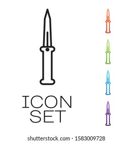 Black line Knife icon isolated on white background. Army knife. Set icons colorful. Vector Illustration