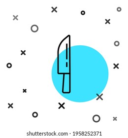 Black line Knife icon isolated on white background. Cutlery symbol. Happy Halloween party. Random dynamic shapes. Vector